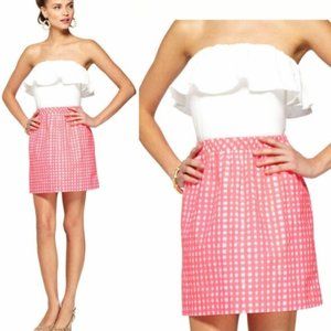 Lilly Pulitzer Athens Dress Pink Gingham Ruffle XS